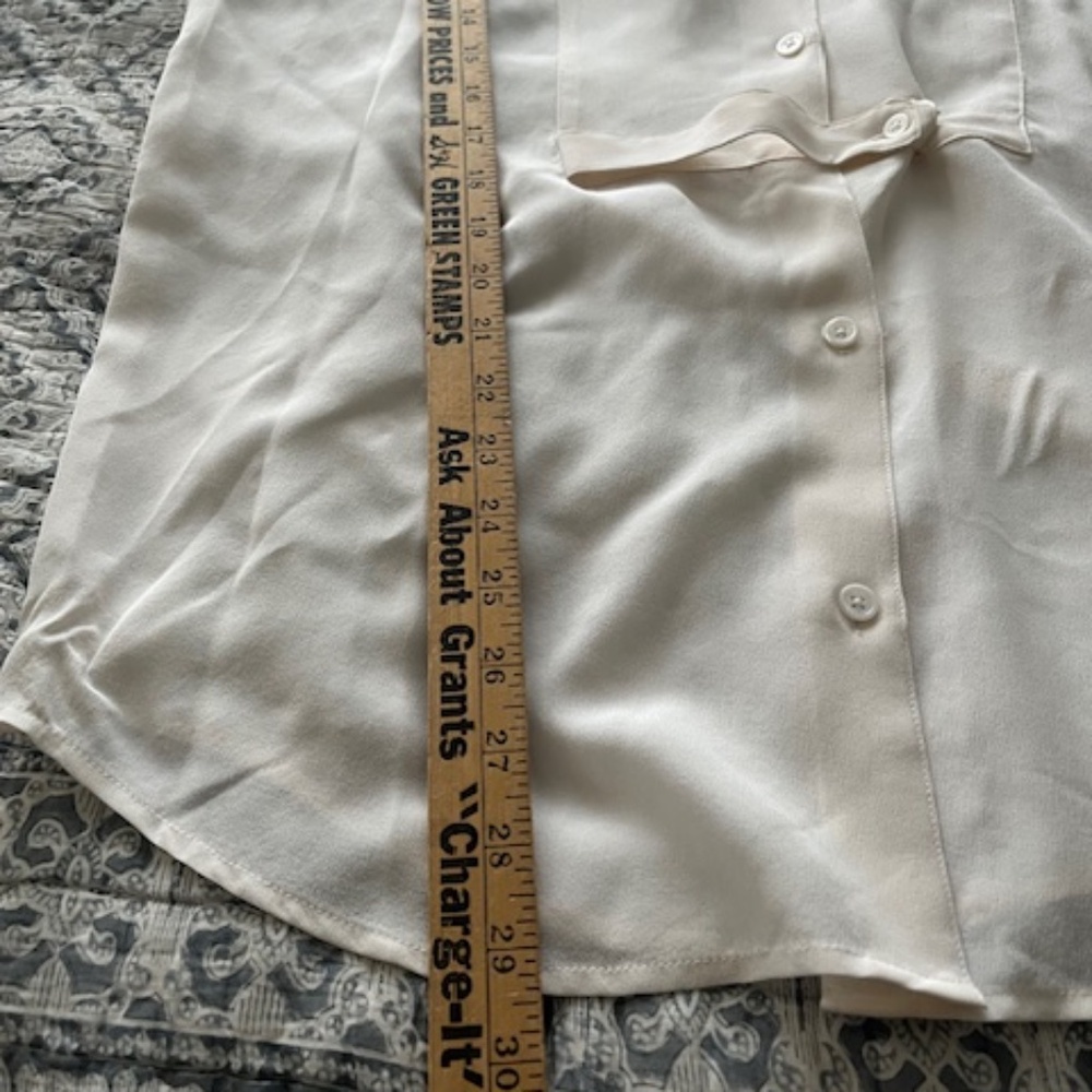 Equipment Femme Cream Silk Oversized Tuxedo Tunic Blouse Sz M Office Minimalist - Picture 6 of 8
